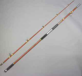 A Hardy Brothers 11'6" beach casting rod with folding butt eye marked Moncrieff rod development 