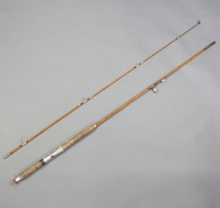 An 8' split cane 2 piece fly fishing rod, makers make erased 