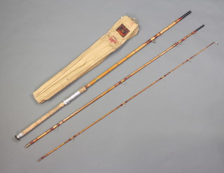 A FT Williams 13' split cane 3 piece boat fishing rod contained in original bag  