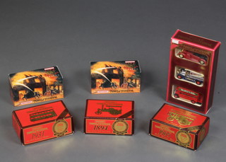 Three Matchbox limited edition models of Yesteryear - Y10, Y19, Y21, two Matchbox fire engines YFE05 and YFE06 together with a limited edition Matchbox gift set 