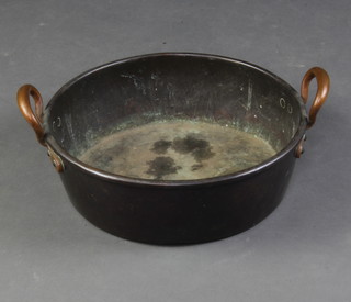 A copper twin handled preserving pan 35cm 