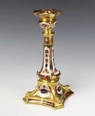 A Royal Crown Derby Old Imari pattern candlestick no.1128, 27cm 