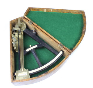 I.P. Cutts.Sutton and Sons, a 19th Century brass ebony and ivory octant contained in a carrying case 