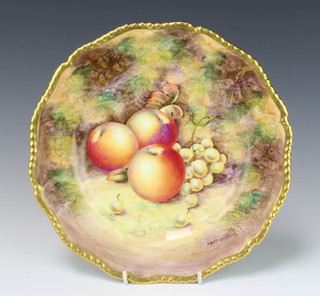 A Royal Worcester plate decorated with fruits by Sibley-Lewis 27cm 
