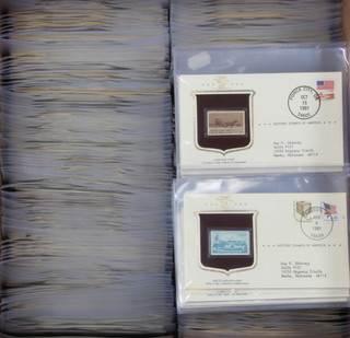 A collection of historic stamps of America on envelopes and with postmarks 
