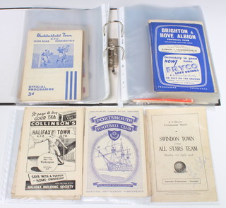 A collection of 1950's football programmes including Swindon Town V Allstars (signed), Brighton and Hove Albion, Halifax, Portsmouth, Colchester Utd, etc 