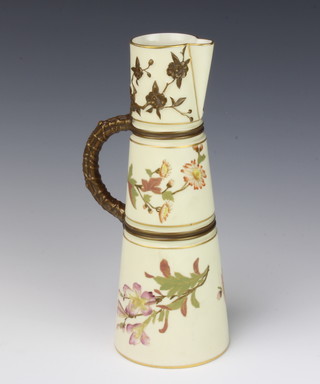 A Royal Worcester blush porcelain jug decorated with flowers no. 1047 26cm 