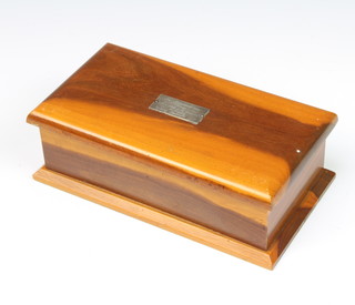 A rectangular olive wood trinket box with hinged lid 7cm x 20cm x 10cm 