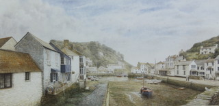 Claude Hannay, print, signed in pencil 45/500, Cornish village scene 25cm x 45cm 