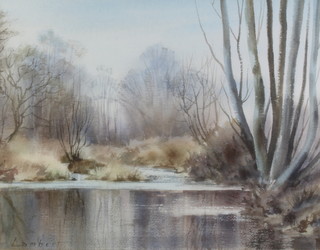 G M Lambert, watercolour signed, River Rother near Petersfield 30cm x 39cm 