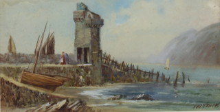 E W Trick, watercolour signed, Lynmouth Devon, 15cm x 29cm 