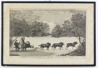 J G Wooding, engraving, "A Man of Kamtschatka travelling in winter, the sledge being drawn by dogs, accurately engraved for Andersen's large folio edition of the whole of Captain Cook's voyages and complete" 24cm x 36cm 