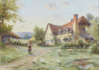 W G Buxton, watercolour signed, a Sussex farmstead 26cm x 36cm 