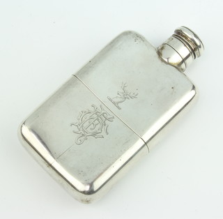 A Victorian silver hip flask with cup base, London 1886, 12cm, 180 grams 