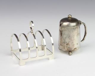 A silver 5 bar toast rack Birmingham 1937 and a ditto mustard, 110 grams