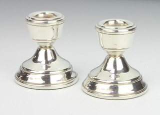 A pair of silver dwarf candlesticks, London 1970, 7cm 