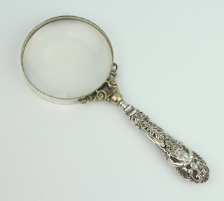 A silver handled magnifying glass 23cm 