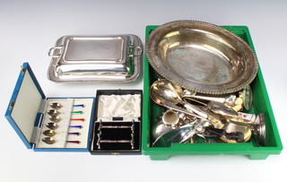 A silver plated entree set and minor plated wares