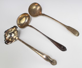 Three silver plated ladles 