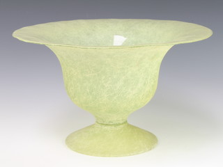 A contemporary mottled green glass pedestal bowl 22cm 