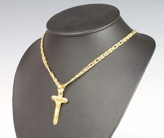 An 18ct yellow gold necklace with ditto crucifix 21.2 grams, 60cm 