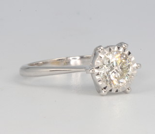 An 18ct white gold single stone diamond ring approx. 1.01ct together with an anchor certificate, colour L, clarity I1, size L 1/2 