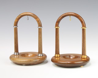 Two wooden pocket watch stands 13cm 