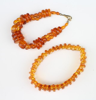 Two natural amber bead bracelets 