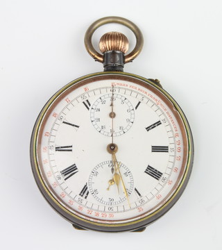 A gun metal chronometer with 2 subsidiary dials contained in a 50mm case, numbered 43748  