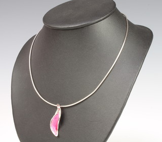 A Nicole Barr enamelled silver and diamond necklet 