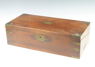 A Victorian mahogany and brass banded writing slope the base fitted a drawer 16cm h x 55cm w x 26cm d 