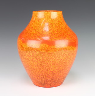 A Royal Lancastrian dappled orange glazed baluster vase no.2838 29cm 