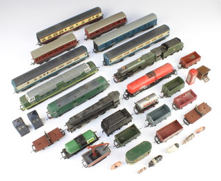 A Lima model locomotive and tender, a Triang locomotive and tender Princess Elizabeth, a Hornby double headed diesel locomotive, ditto Lima, 2 Dinky model police boxes, telephone box, ticket kiosk and a collection of various rolling stock 