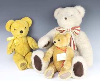 A Merrythought yellow bear with articulated body 35cm,  a  Barton yellow bear with articulated limbs 32cm and a Boyds bear 50cm 