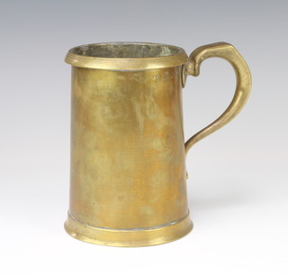 A Victorian LCC brass quart measure with engraved decoration 