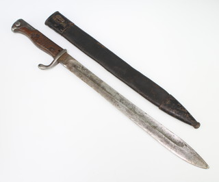 A First World War German mauser bayonet, the blade marked V.C Schiling Suhl complete with leather scabbard 