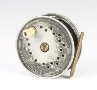 A 1940's Farlows Grenaby 3 1/2" wide drum trout fishing reel 