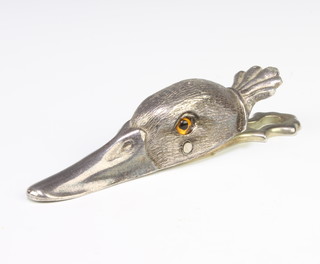 A Victorian style white metal paper clip in the form of a ducks head 12cm 