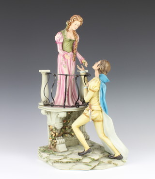 A Capodimonte figure group of Romeo and Juliet 40cm  