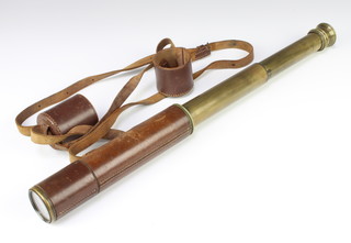 Broadhurst Clarkson and Company Ltd, 63 Farringdon Road, London EC, a leather and brass 2 draw telescope with leather carrying case 
