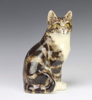 A Jenny Winstanley ceramic cat with glass eyes 23cm 