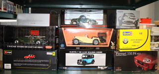 Three Burago model cars, 2 Maisto model cars and 8 other models 