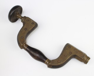 W Kent of Sheffield, a 19th Century ebony and brass carpenters brace 