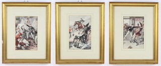 Edie Morris, b.1927, 3 watercolours unsigned, original illustrations for Ian Hardy Senior Mid-Shipman 20cm x 12.5cm (together with associated paperwork) 