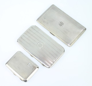 An engine turned silver cigarette case Birmingham 1947 and 2 others, gross 475 grams 