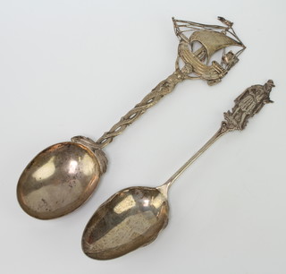 Two Continental silver cast serving spoons 216 grams 