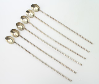 A set of 6 Continental silver faux bamboo straw spoons 65 grams