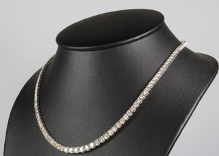 An 18ct white gold graduated brilliant cut diamond necklace 18.05ct, 43cm 