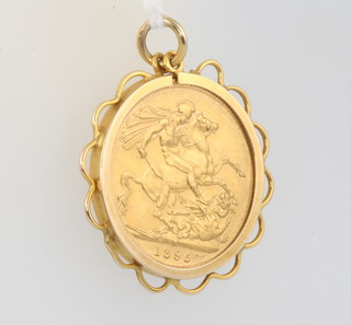 A Victorian sovereign 1895 contained in a 1.6 gram 9ct yellow gold mount 