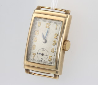 A gentleman's 9ct yellow gold Rolex rectangular wristwatch with seconds at 6 o'clock, contained in a 35mm case, the back numbered 26271 1936 